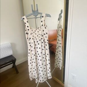 Antropologie Maeve Cream and Black Polka Dot Dress